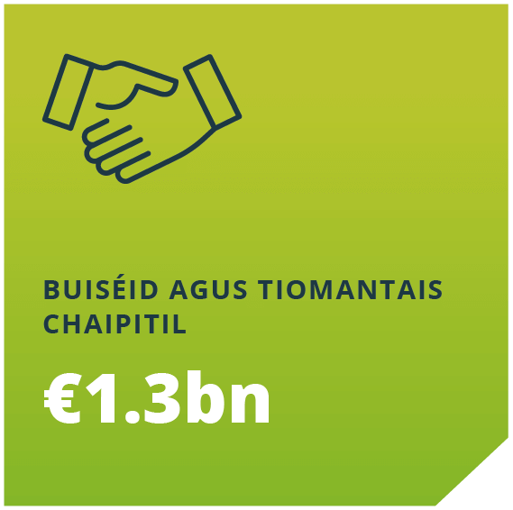 Buiséid agus Tiomantais Chaipitil €1.3bn